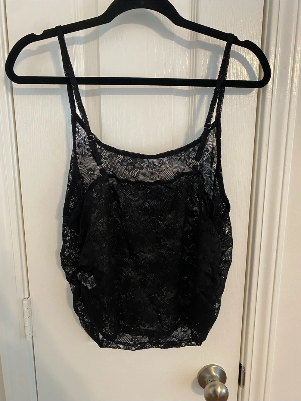 Elegant Black Lace Camisole with Spaghetti Straps
